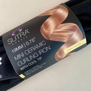 Sutra Mini Ceramic Curling Iron Cool Tip, 19mm, Pastel Yellow, New w/ Tags & Bag